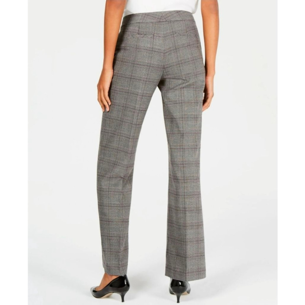 Nine West Grey Purple Plaid Boot Cut Flare Pants Size 6